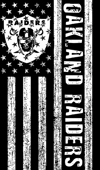 Oakland Raiders Black And White American Flag logo iron on paper